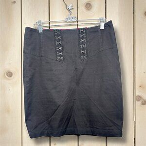 Edgy Elevenses Charcoal Mini Skirt with Corset Lace-up